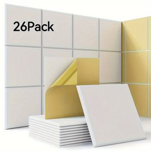 TEMU AUSLET 어쿠스틱 폼 패널 - 26 팩 자체 접착 방음 타일 - 녹음 스튜디오, 회의실 및 방송 공간용 - 화이트 노이즈 감소 폼 소재