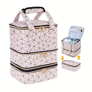 TEMU 프린트 네일 폴리시 주최자 가방 - 60병을 수용, 네일 용품을 위한 다중 컴파트먼트가 있는 내구성 있는 저장 케이스, 여성 네일 아트, 네일 테크 선물, 네일 아트 액세서리에 이상적