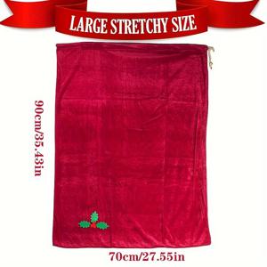 TEMU 1개의 거대한 벨벳 크리스마스 선물 가방, 끈이 달린 - 축제 빨간 산타 자루, 휴일 파티 선물 포장, 전기 불필요, 크리스마스, 할로윈, 부활절에 적합