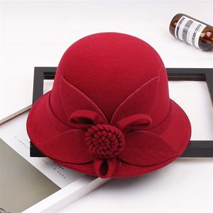 TEMU 우아한 영국 스타일 여성용 빈티지 페도라 모자 - 꽃 장식 - 80% 아크릴 20% 울 블렌드, 자외선 차단, 니트, 비세탁, 딱딱한 모양, 깃털 없음, 새해 기념 테마, 다양한 색상