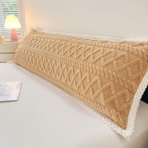 TEMU 부드러운 벨벳으로 만들어진 긴 커플 베개 커버. 입체적인 디자인과 질감 있는 태페타 베개 보호 커버가 특징입니다 (베개 속통은 포함되지 않음).
