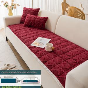 TEMU 1pc 스타일 두꺼운 플리스 소파 커버, 플러시 & 퀼트 폴리에스터 400g, 미끄럼 방지, 애완 동물 친화적, 기계 세척 가능 - 1-4인용 소파, 침실, 거실, 사무실 장식, 거실 장식에 이상적 | 스타일 | 퀼트 텍스처