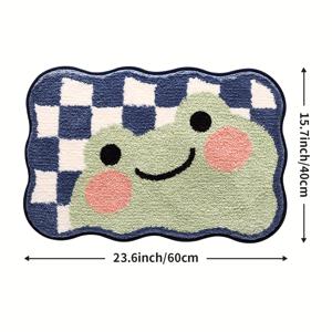 TEMU 다지앙 플로우크 미끄럼 방지 욕실 러그, 귀여운 개구리 디자인, 부드럽고 흡수력이 뛰어난, 기계 세척 가능한 욕실 매트, TPR 뒷면이 있는 홈 데코용, 유니버설 휴일 선물