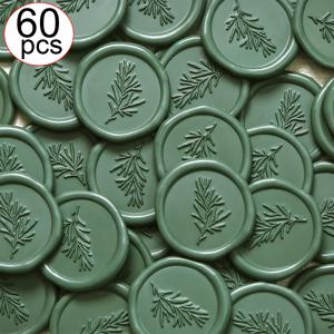 TEMU 밀랍 봉인 스티커 - 로즈마리 웨딩 초대장 봉투 봉인 스티커, 60개 자체 접착 올리브 그린 스티커, 초대장, 봉투, 선물 포장, 크리스마스에 완벽|실링왁스