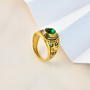 TEMU 1 빈티지 영감 스테인리스 스틸 반지, 컬러풀 보석 장식 - 우아한 레트로 디자인, 데이 & 생일 선물에 이상적, 사계절 내내 사용 가능한 다용도 주얼리