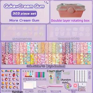 TEMU 303개 Guka 스티커 세트 (공예 키트 포함) - 혼합 색상, 플라스틱 재질, 할로윈 및 크리스마스에 적합 - 완벽한 생일 또는 휴일 선물, 포장지 및 선물 상자 포함, 축제 선물 상자 | 생생한 스티커 | 내구성 좋은 스티커