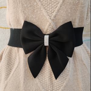 TEMU 웨딩 액세서리, 우아한 레드 보우노트 새시 벨트와 반짝이는 버클 - 웨딩 드레스 및 정장용 스트레치, 세탁 불가능한 패브릭 액세서리 - 파티, 케이싱, 축제용 보호/학술 스타일 탄력 있는 허리띠, 웨딩 게스트 드레스