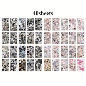 TEMU 40장의 자체 접착용 구리 종이 스티커 책, 매트 핏, 단용, 직사각형 모양, 스크랩북, DIY 공예, 일기 쓰기, 카드 만들기, 물병 및 스케이트보드 데칼 - 무기화학 정원 시리즈