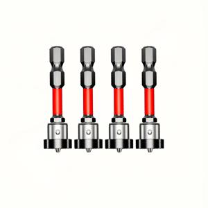 TEMU 스토퍼가 있는 필립스 스크루드라이버 비트 1/2/4개 세트, S2 강재로 제작, 위치 지정용 자석 링 장착, 방수 및 얼룩 방지 기능, 사무실의 목재 바닥 설치에 적합 - 도장 및 광택 처리된 표면에도 사용 가능