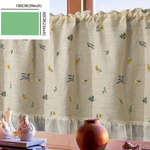 TEMU 1개 밀 이삭 린넨 커피 브라운 레트로 유럽 커튼 - 핸드 필터링 로드 포켓 창문 패널, 침실용 섬유 블라인드, 카페 (린넨/) - 빈티지 프렌치 컨트리 드레이프