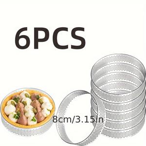 TEMU 스테인리스 스틸 비스턴 코팅 6개 라운드 케이크 링, 7-9cm 무스 링, 타르, 크림 케이크, 쿠키, 초콜릿, 치즈 케이크 및 기타 디저트에 적합합니다.