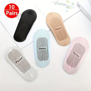 TEMU 여성용 보트 양말 5켤레 / 10켤레, 얇은 얼음 양말, 실리콘 미끄럼 방지 하이 힐 매직 양말, 투명한 로우 컷 양말