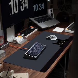 TEMU 블랙 배경 귀여운 검은 고양이 패턴 대형 게이밍 마우스 패드 데스크 매트, 스티치 처리된 가장자리, 다양한 사이즈 90x40cm, XXL 마우스 패드