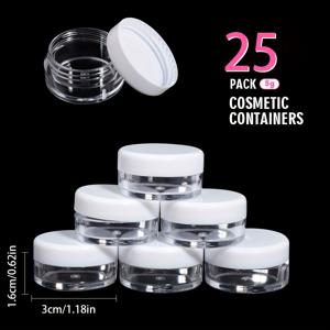 TEMU 25/50pcs 미니 투명 크림 재스 5G 빈 플라스틱 화장품 재스 투명 샘플 병 눈썹 크림 입술 바름 용기 투명 원형 재스 플라스틱 샘플 용기 뚜껑, 눈썹 비즈 귀걸이 액체 로션 크림 화장품 보관, 여행 필수품 샘플 화장품 재스 빈 미니 병