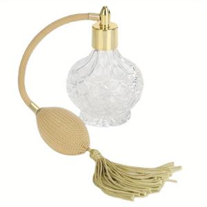 TEMU 1개 80ml/2.71oz 빈티지 유리 향수 분무기 - 투명한 면 처리된 병과 골드 펌프 & 천연 황마 주머니, 우아한 홈 데코 액세서리, 향수 리필용 병