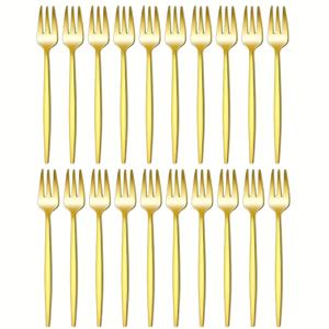 TEMU 20개 세트, 스테인리스 골든 차 포크, 디저트 포크, 케이크 버터 포크, 샐러드 포크, 과일 포크, 고급 테이블웨어 세트, 식기세척기로 세척 가능, 쉽게 청소할 수 있음, 고급 레스토랑, 파티, 가족, 주방에 적합