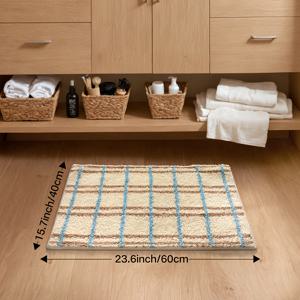 TEMU 1개 DAJIANG 모던 욕실 매트 - 욕조/샤워/화장실 겸용, 미끄럼 방지 흡수력 좋은 부드러운 플러시 바닥 매트, TPR 백킹, 두꺼운 쿠션, 세탁기 사용 가능, 현대적 디자인 /// 욕실용