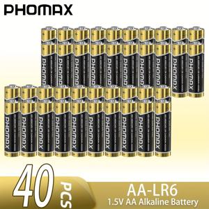 TEMU PHOMAX LR6 알칼리 배터리 콤보 팩 - 긴 보관 기간, 20/40/60 개, 더 많이 구매하면 가격이 낮아집니다, 대형 소모품 및 장기 사용에 이상적, 면도기, 카메라, 무선 마우스, DVD, 라디오 및 더 많은 것에 적합, 충전 불가능, 단일 사용