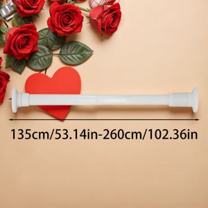 TEMU 1개 드릴 필요 없는 텐션 조절 가능 옷 건조대 - 접이식 금속 막대기, 화이트 엔드 포함 (옷장, 욕실, 신발장, 샤워 커튼용) - 공간 절약형 재사용 가능한 홈 스토리지 액세서리, 세련된 마감, 다용도 사용, 내구성 있는 구조, 쉬운 조립