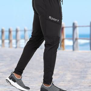 TEMU 남성용 슬림핏 콘 팬츠 - 지퍼 캘프 오프닝 & 허벅지 포켓 지퍼, 사이클링 스포츠 바지, 세탁기 사용 가능 운동복, 헬스, 일상 캐주얼 (솔리드 컬러, 논스트레치)