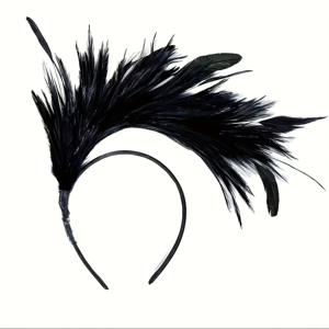 TEMU 1개 1920년대 여성용 깃털 머리띠 - 레드 깃털 파티 액세서리 & 레이스 마스크, 손세탁만 가능, 댄스 파티, 축제 및 테마 이벤트에 적합, 축제 헤어웨어 | 빈티지 머리띠 | 폴리에스터 머리띠, 빈티지 머리띠 | 폴리에스터 헤어