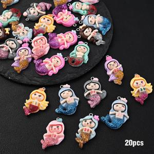 TEMU 20개 스파클링 레진 머메이드 차밍, 다색 DIY 공예 용품, 귀걸이, 열쇠고리, 보석 만들기, DIY 보석 만들기 | 재미있는 디자인 | 내구성 있는 레진, 머메이드 파티 장식