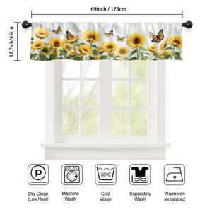 TEMU 1개 로맨틱 & 나비 짧은 밸런스 커튼 - 레이스 장식 가벼운 빛 차단 프라이버시 쉬어, 100% 폴리에스터 기계 세탁 가능 로드 포켓 창문 밸런스, 주방 침실 발코니 식당용, 예술적인 꽃 홈 데코, 부드러운 질감 원단