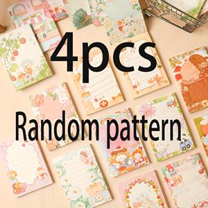 TEMU 4권 200개의 랜덤한 노트, 창의적인 귀여운 만화 색상 스티커 노트, 휴대용 찢을 수 있는 작은 노트북