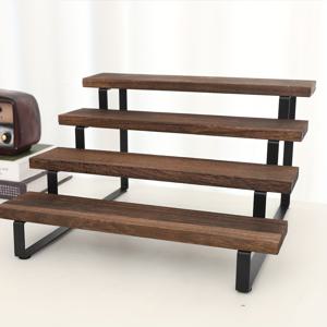 TEMU 다층 쇼 쉘프 - 블랙 월넛 나무 및 스틸 아트 디스플레이 랙, 커피 컵, 책 및 장식용, 금속 프레임이 있는 카운터탑 쉘프, 품질 보증, 커피 쉘프 | 모던 쉘프 디자인 | 내구성 있는 쉘프, 쉘프 장식, 랙|책꽂이