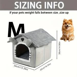 TEMU 코지 폴리에스터 펫 하우스 - 겨울 보온 & 여름 쿨링, 쉬운 조립 가능한 실내/실외용 쉼터, 투톤 디자인, 다양한 사이즈, 단열 애완동물 쉼터