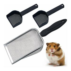 TEMU 3개 스테인리스 스틸 햄스터 리터 스쿠프 - 내구성 있는 메쉬 디자인과 에르고노믹 핸들, 기니피그, 저빌, 레빗, 소형 애완동물에 적합 - 청소하기 쉬운 애완동물 폐기물 액세서리