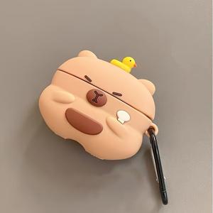 TEMU 에어팟 프로 2 케이스용, 카발라 캐피바라 이어폰 보호커버 - 풀랩 디자인과 귀여운 만화풍 소프트쉘