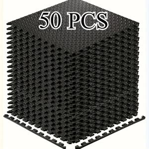 TEMU 50개입 헤비듀티 EVA 짐 매트 - 미끄럼 방지 표면, 쿠션 바닥재 홈짐용, 요가· - 방수 기능, 세척 용이, 웨이트리프팅 및 코어 운동에 이상적, 지상 보호 - 체육관 필수품, 요가 실습용, 텍스처드 표면, 내구성 강화|요가