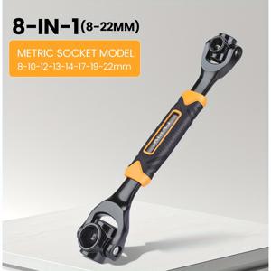 TEMU AIRJA 8-In-1/52-In-1 소켓 렌치, 다용도 고무 그립 도그 뼈, 다양한 표준 사이즈에 적합한 360도 회전 헤드 특징, 자동차 수리 및 기타 용도로 이상적입니다.