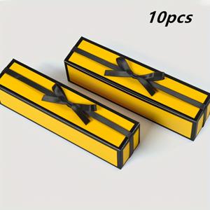 TEMU 10개 세트 우아한 긴 직사각형 리본 선물 상자 - 접이식 종이 사탕 & 초콜릿 선물 상자, 리본 보우 포함, 데이, 독신 파티 및 일반 축하 행사용 기하학 패턴, 축하 선물 상자, 장식 선물 상자, 축제 포장, 장식 리본 보우, 내구성 있는 선물 상자, 크리스마스, 할로윈