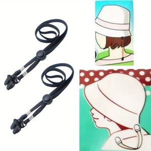 TEMU 2개 세트 방풍 조절 가능한 모자 & 장갑 스트랩 - 15인치 코드 잠금 끈, 골프/낚시/보트/세일링용 다목적 목걸이 스트랩 (핑크/블루/화이트/그레이)