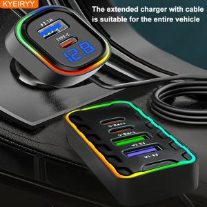 TEMU 멀티 기능 차량용 충전기, 3USB+3Type-c 디지털 디스플레이, 스마트폰 충전 어댑터, 자동차 및 트럭 12V-24V 모델 호환