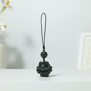TEMU 1개 천연 흑요석 실버리 고양이 펜던트, 가방 장식, 폰 펜던트, 키체인 등에 적합. 흑요석을 착용하면 평온함과 안정을 가져다주며 