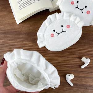 TEMU 창의적인 모조 만두 동전 지갑, 만두 인형 키체인 펜던트, 사계절용, 캐주얼 이어폰 및 여행 가방, 컴팩트 휴대용 무선 이어폰 케이스, 소품 보관 파우치 | 카툰 비 디자인 | 부드러운 원단 지갑|인형키링