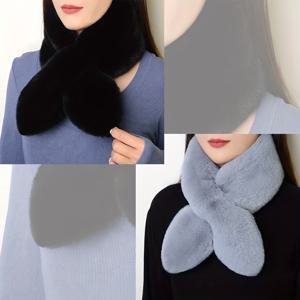 TEMU 여성용 플러시 플리스 스카프 2개 세트 - 단색 리본 디자인, 캐주얼 및 정장용 비탄력 타이다이 스카프, 가을/겨울 따뜻한 장식 목도리, 우아한 넥웨어 | 부드러운 질감|스카프