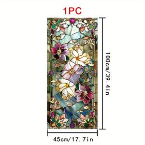 TEMU 1대형 유리 장식 필름 - 집, 욕실, 문에 적합한 아름다운 꽃무늬 PVC 접착식 탈부착 가능 필름 (17.7x39.4cm / 45x100cm) - 접착제 불필요, 간편 설치