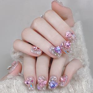 TEMU 24pcs 고급 플래시 롱 실버 컬러 인조 네일, 손수 만든 네일, 가벼운 고급 롱 템퍼먼트 네일 장식 패치