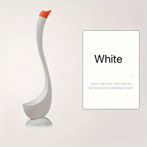 TEMU 1개 고급스럽고 세련된 백조 모양 변기 브러시 (베이스 포함), 창의적인 디자인, 내구성 있는 플라스틱 소재, 독립형, 재사용 가능, 무각 설계로 청소에 완벽한