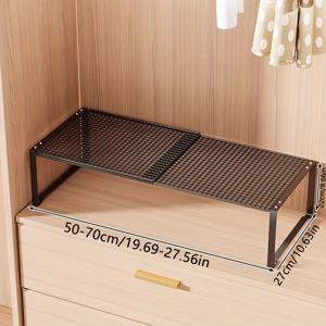 TEMU 1개 조절 가능한 확장형 & 접이식 옷장 선반 정리대 - 내구성 강한 금속 프레임 옷장 수납 분리대, 공간 절약형 디자인으로 작은 공간에 적합, 침실 드레싱룸용 독립형 선반 유닛, 쉬운 조립, 블랙