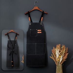 TEMU 조절 가능한 디자인의 멀티포켓 주방 앞치마, 남녀공용 캔버스 셰프 코트 - 레스토랑 작업복