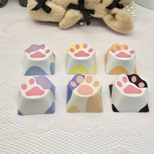 TEMU 6개 귀여운 고양이 발 키캡 - 파스텔 & 비비드 컬러 (핑크, 옐로우, 퍼플) - OEM , QWERTY, AZERTY, CHSVDD 레이아웃 호환 - 키보드, 노트북, 게이밍 셋업 - 고양이 애호가 & 게이머를 위한 완벽한 생일 선물 - 내구성 좋은 구조|키보드|키캡|키캡