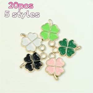 TEMU 20개 클로버 펜던트 세트, 5가지 색상, 아연 합금 펜던트, DIY 주얼리 액세서리, 휴일 장식용 패션 공예 소품