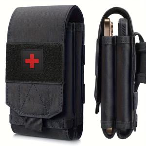 TEMU LUCIERNAGA 듀얼 레이어 휴대폰 파우치 (미국 국기 패치 포함) - 헤비 듀티 택티컬 휴대폰 홀더, 조절 가능한 스트랩 & 몰리 시스템 호환, 사냥, 캠핑용|핸드폰스트랩