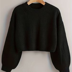 TEMU 여성용 긴팔 스웨터 - 우아한 루즈핏 풀오버, 소프트 데일리 시크 스웨터, 사무실/파티/데이트 나이트용 - 사계절 레이어링 필수품, 귀여운 스웨터, 파티 의상, 라운드넥라인, 편안한 착용감, 다목적 탑, 통기성 원단, 스타일리시 상의, 패션 애호가