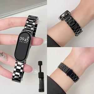 TEMU 스테인리스 스틸 워치밴드, 샤오미 미 밴드 9 스트랩, 미 밴드 8 손목밴드, 샤오미 스마트 밴드 9 8 NFC 메탈 팔찌, 피트니스 트래커 스트랩, 모던한 액세서리, 내구성 있는 금속 밴드, 소재, 스마트워치 사용자 및 피트니스 애호가를 위한 교체용